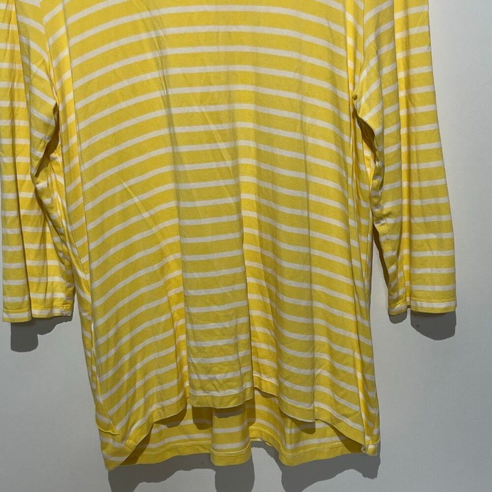 Chico's Women's Yellow White Miraculous Striped Tiered‎ Tunic Top Blouse Size 2 - Picture 9 of 9